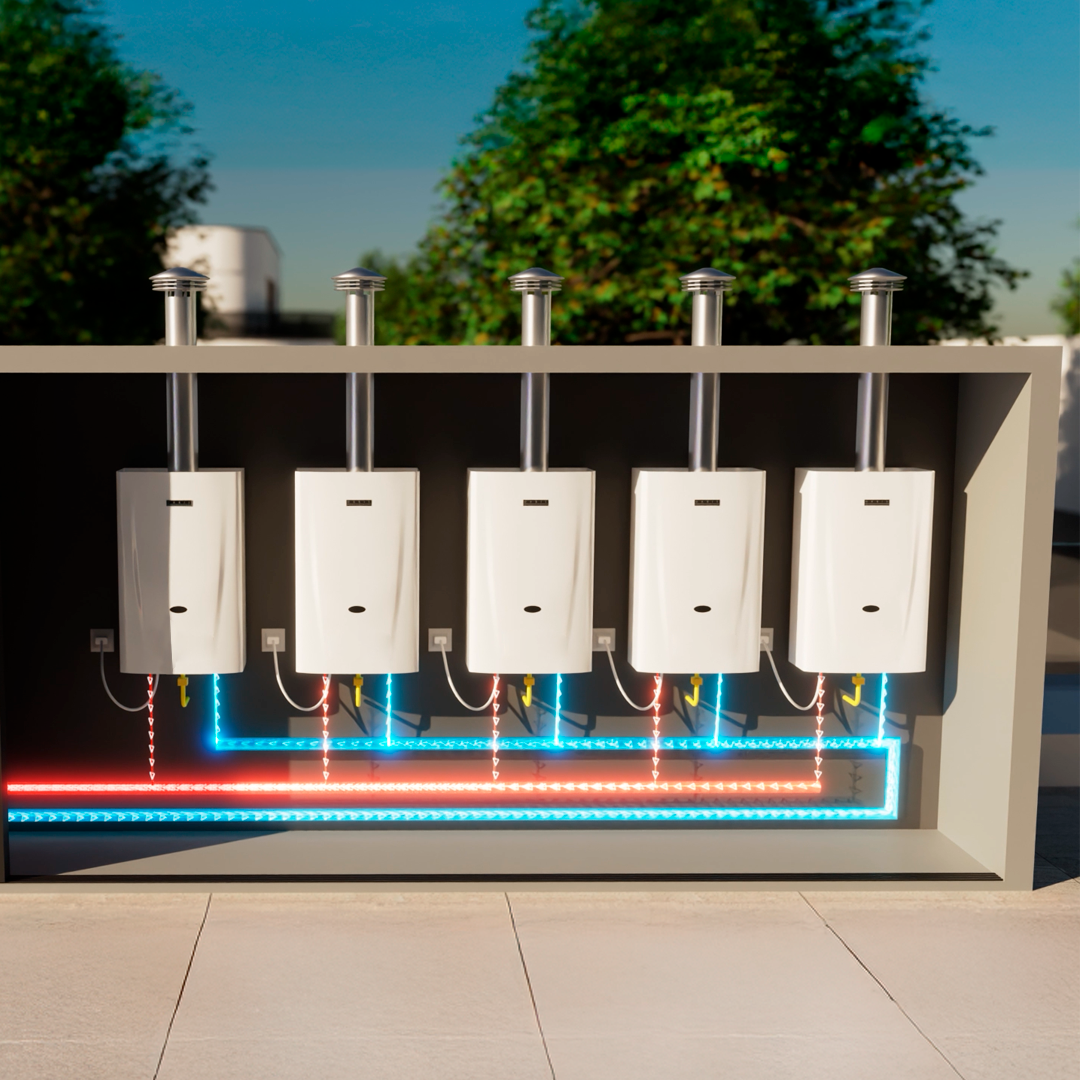 Caldeira Aquecimento Central Calefacao Apoio Solar Piscina Orbis 215CAB e 225CAB Sistema